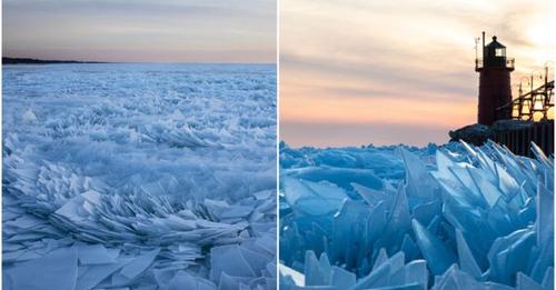 Surreal Frozen Lake Michigan Turns Into a Magical Wonderland