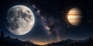 The Moon Meets Jupiter: A Beautiful Cosmic Encounter in the Evening Sky